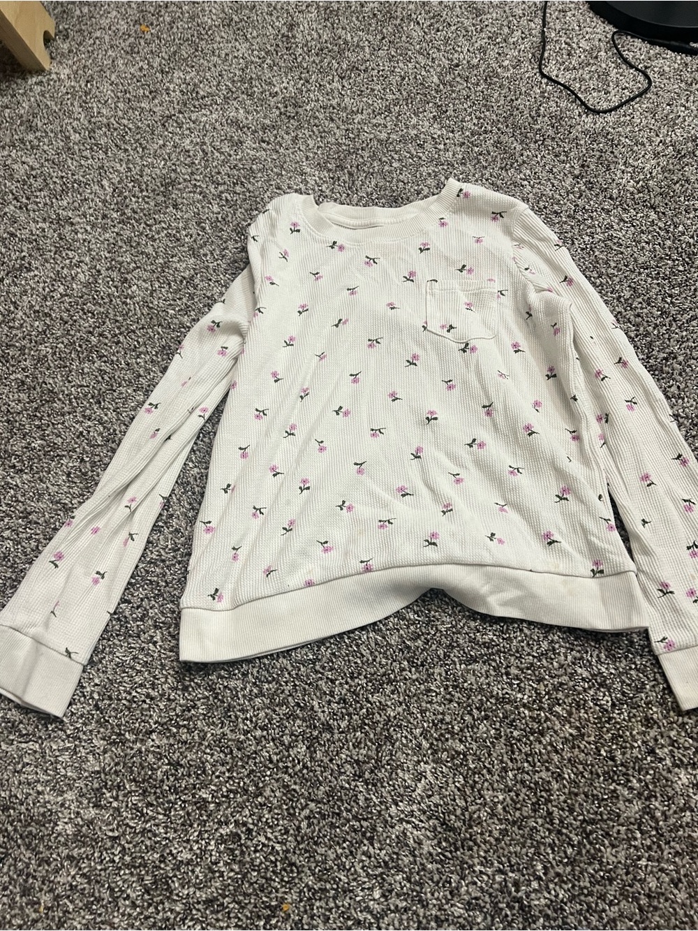 Cat & Jack Cream Waffle-Knit Crewneck Sweater with Pink Floral Print